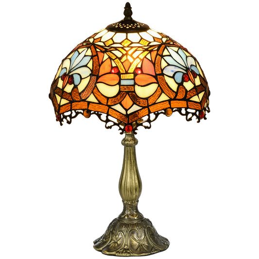 Glass And Metal Multicoloured Stained Glass Table Lamp With Zinc Alloy Base