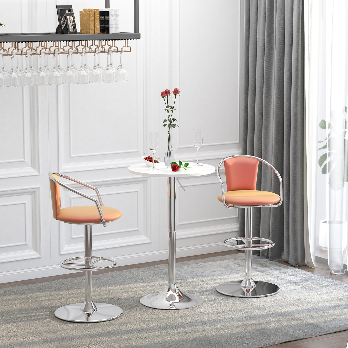 Rocolo Metal And Wooden White Adjustable H8 Round Bar Table With Swivel Top