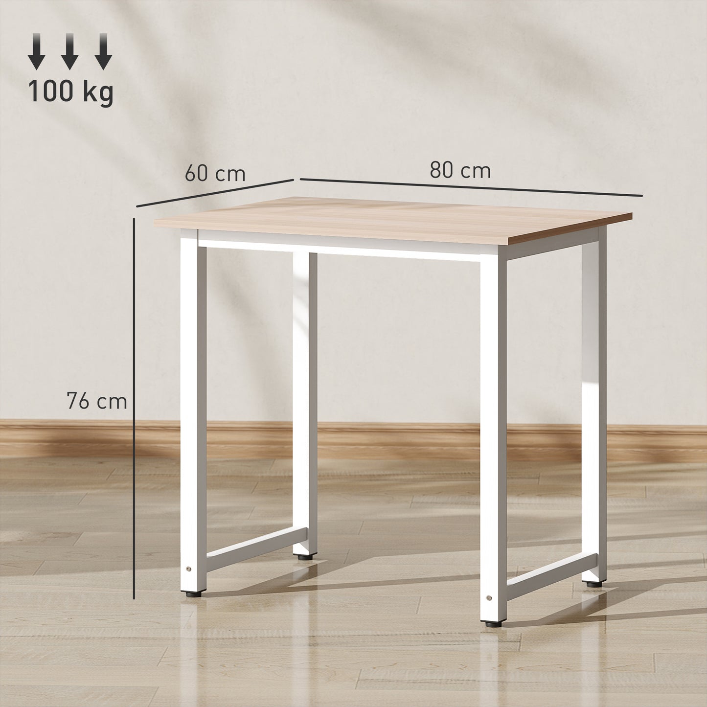 Diel 80cm White and White Wooden Home Office Desk