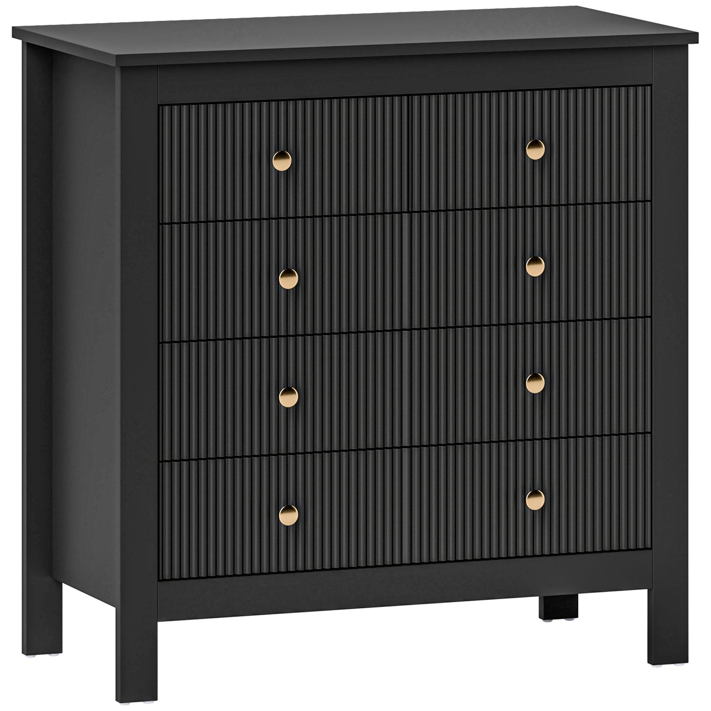 Dineta Wooden Black Elegant 5 Drawer Chest Of Drawers