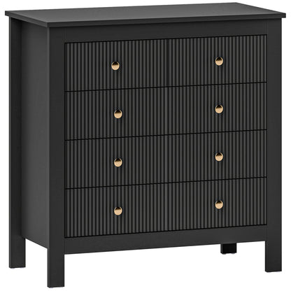 Dineta Wooden Black Elegant 5 Drawer Chest Of Drawers