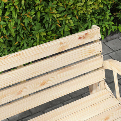Hata Zilu Wood Natural Rustic Wagon Wheel Style Garden Bench With Armrests