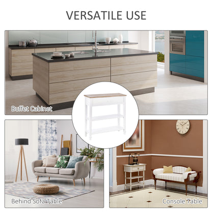 Sacoso Wooden Natural Retro  Hallway Console Table With Drawer And Dual Shelves