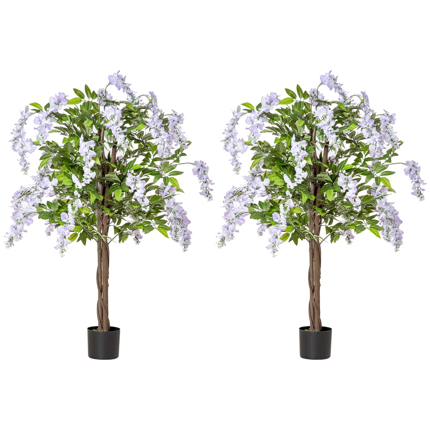 Necoco Set Of 2 Artificial Wisteria Floral Style Plants In Pots H8 100cm