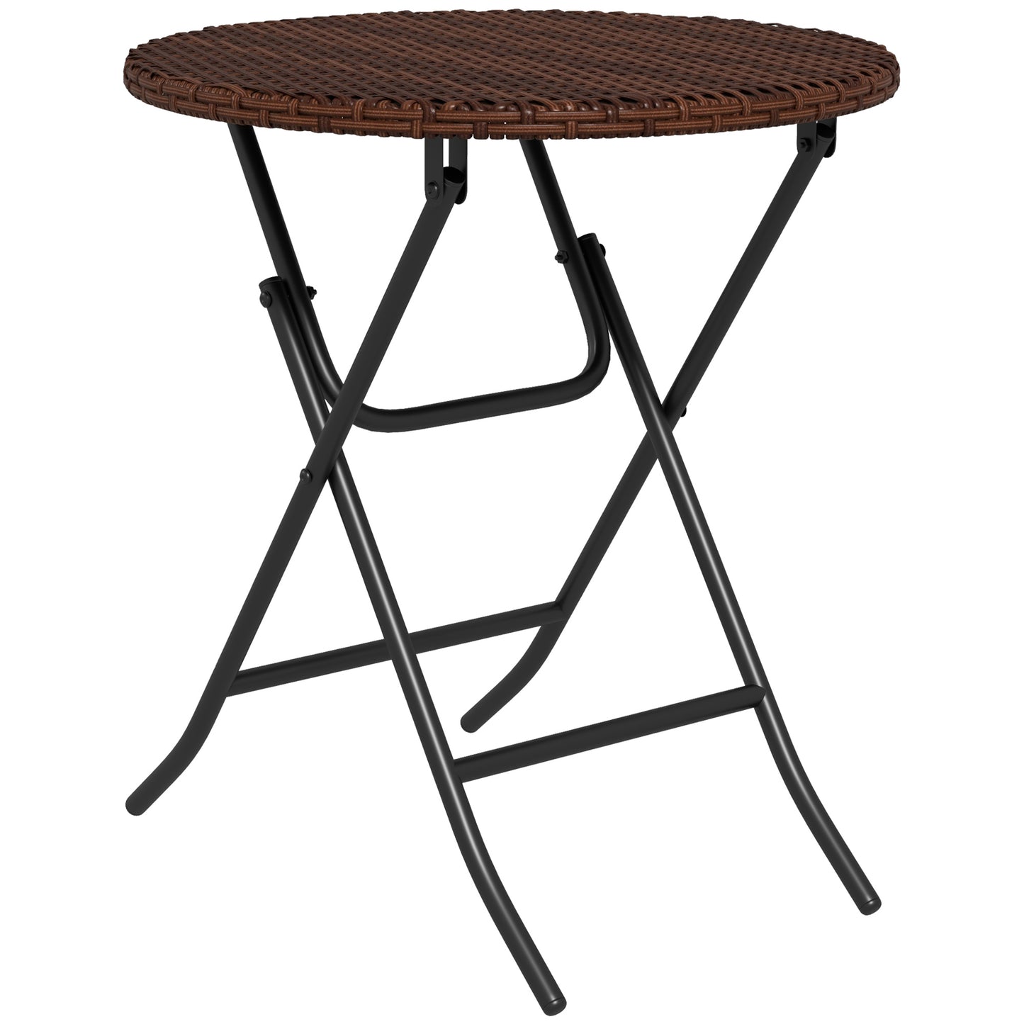 Kasado Brown Rattan Folding Round Outdoor Bistro Table