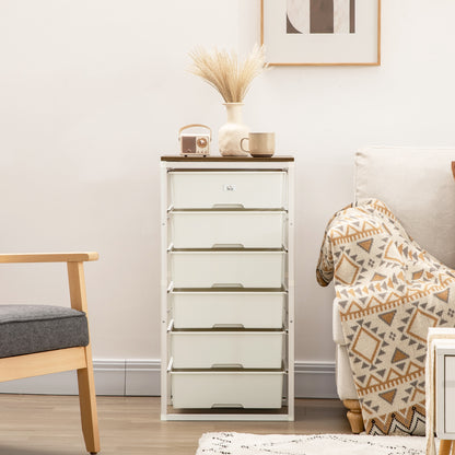 Kedina Metal And Wood White Tall 6 Drawer Storage Chest With Steel Frame