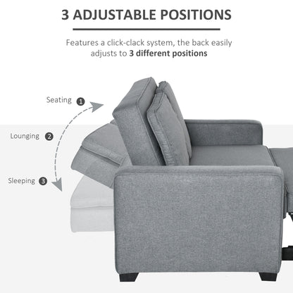 Zivi Fita Fabric Grey Double Click Clack Sofa Bed With Adjustable Backrest