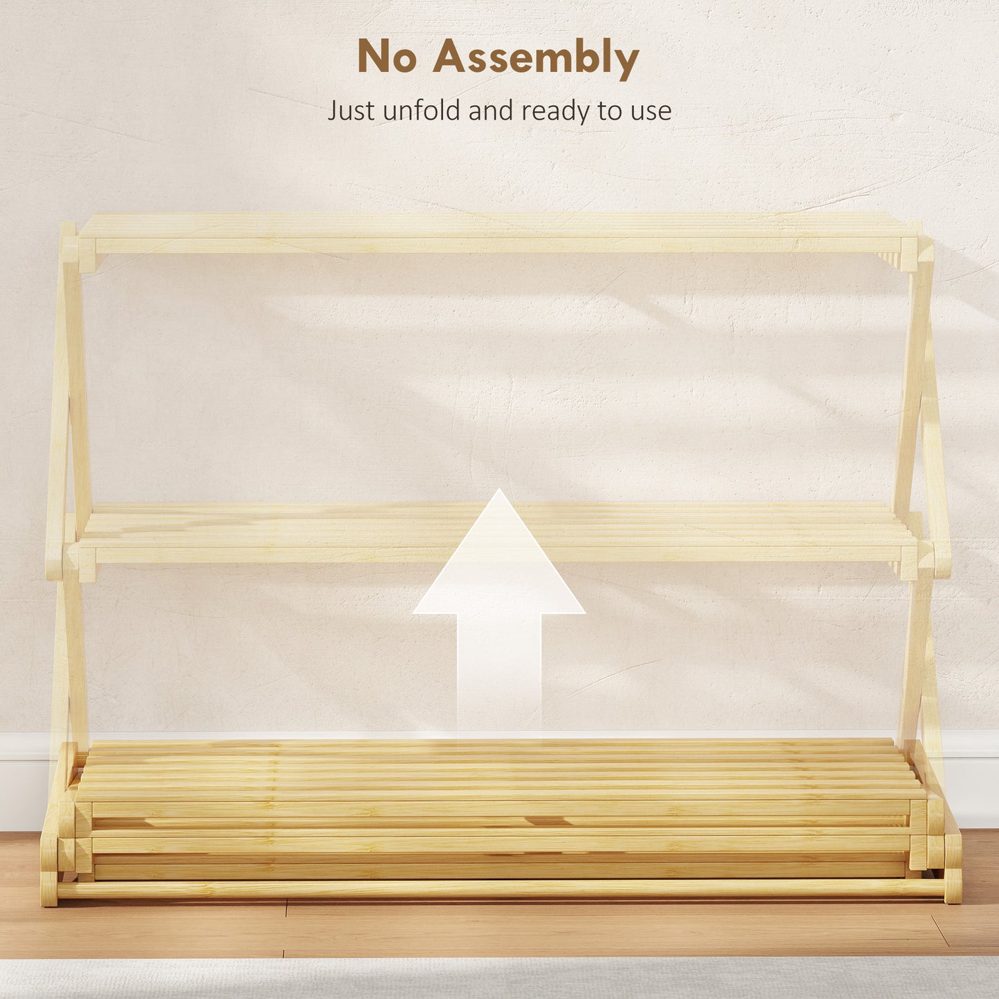 Palu Natural Bamboo 3 Tier Folding Shoe Rack