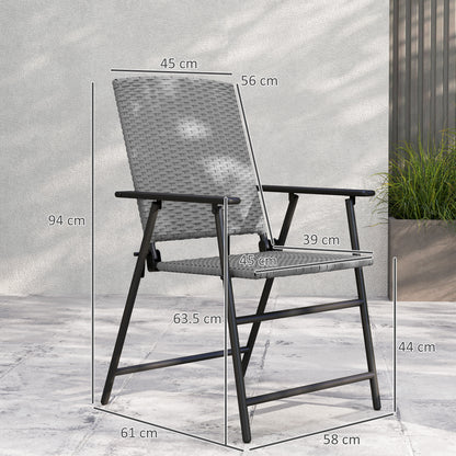 Yoriha Rattan Grey Folding Garden Chairs Set Of 2