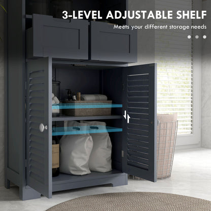 Tono 3 Section Bathroom Storage Unit With Shelves Drawers And Cupboard Grey
