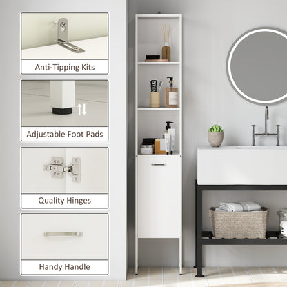 Neliha Tall Bathroom Storage Cabinet With OFauxn Shelves And Adjustable Interior White