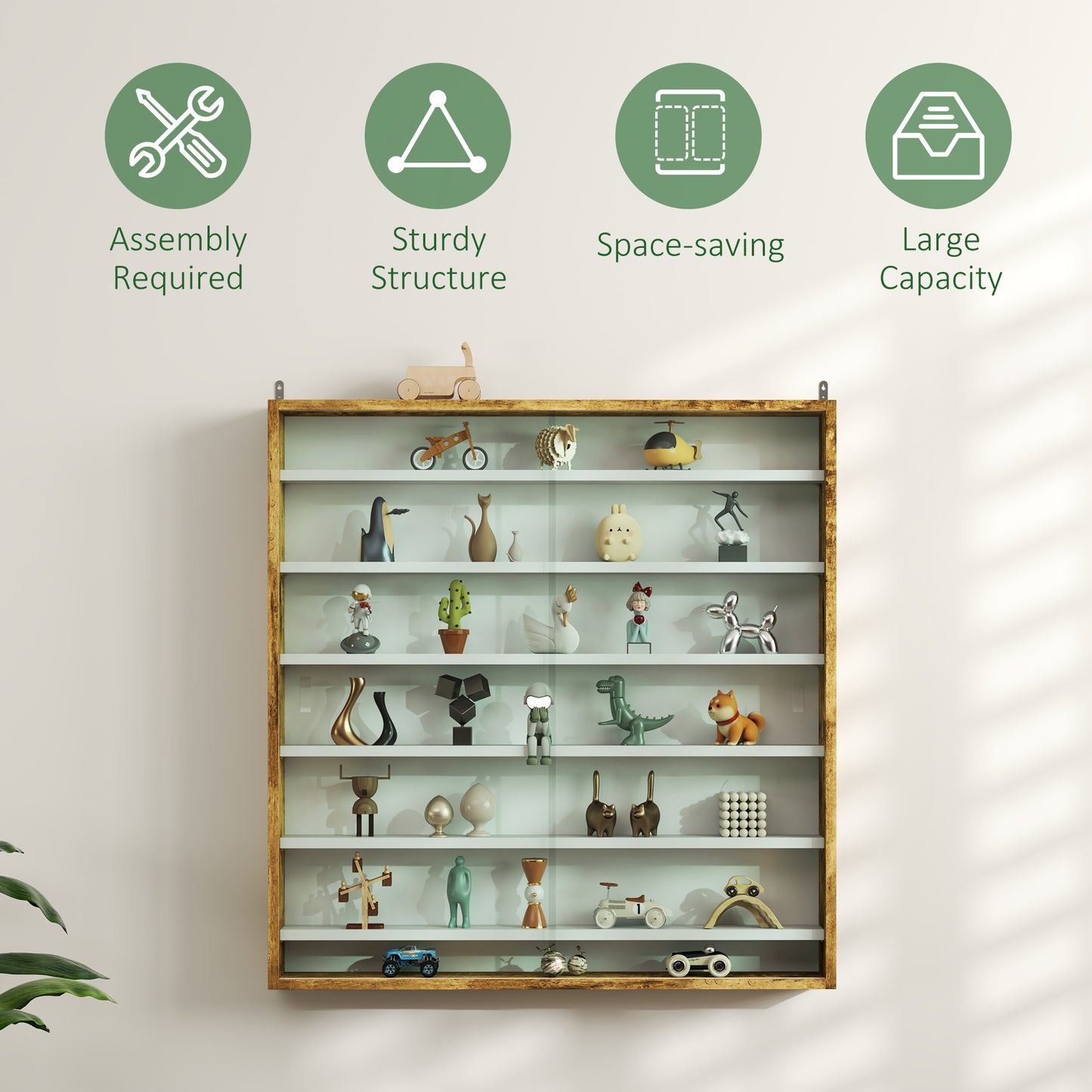 Yovere Wood And Glass Brown 6 Tier Display Cabinet With Glass Doors