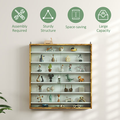 Yovere Wood And Glass Brown 6 Tier Display Cabinet With Glass Doors