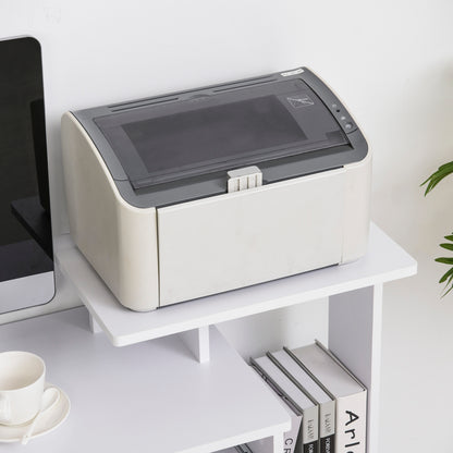 Tono 100cm Wooden White Home Office Desk With Sliding Keyboard Tray Drawer And Shelving