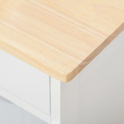 Hala Wooden White Rolling Kitchen Island With Wine Rack 1 Drawer 3 Doors