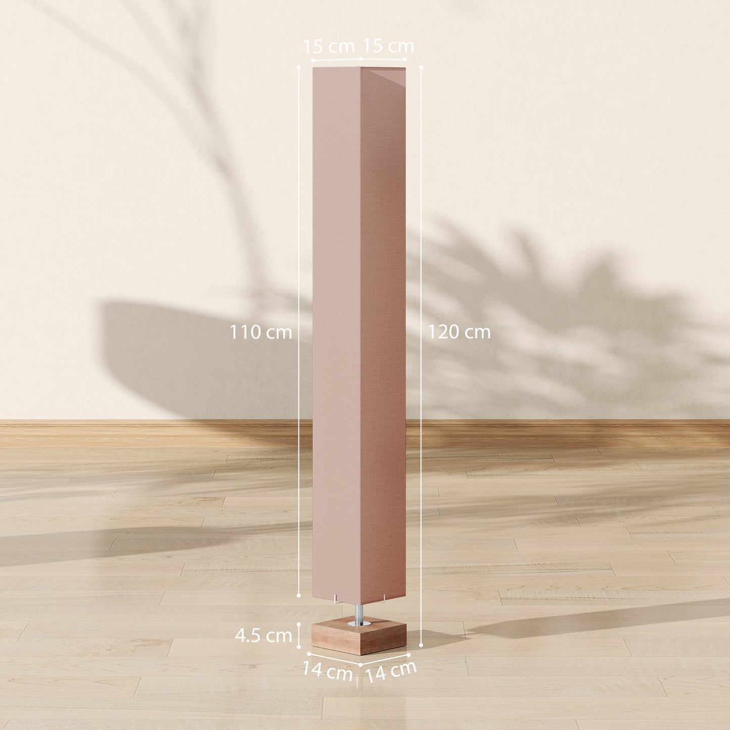 Talini Pine Wood And Fabric Natural Standing Floor Lamp With Linen Shade 120cm