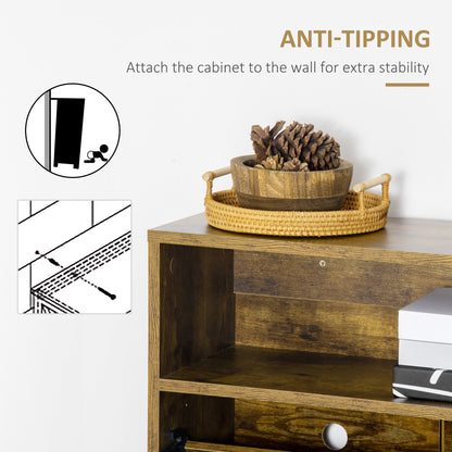 Zilado Wooden Rustic Brown Slim Shoe Cabinet With 2 Flip Doors And Shelf