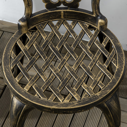 Bava Cast Aluminium Bronze 3 Piece Garden Bistro Set With Parasol Hole Round Table