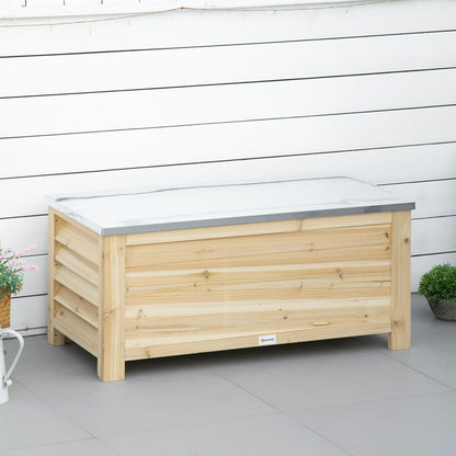 Keno Fava Panelled Wood And Metal Outdoor Storage Box 155 Litre