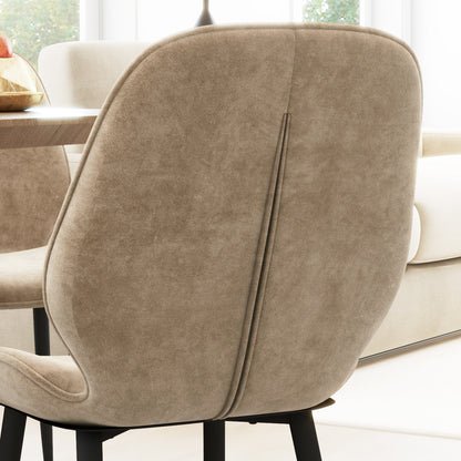 Sumaba Velvet Light Brown Dining Chairs Set Of 2 With Metal Legs