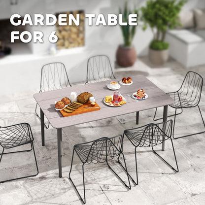 Navima Metal Light Grey Rectangular Outdoor Dining Table With WPiece Top For 6