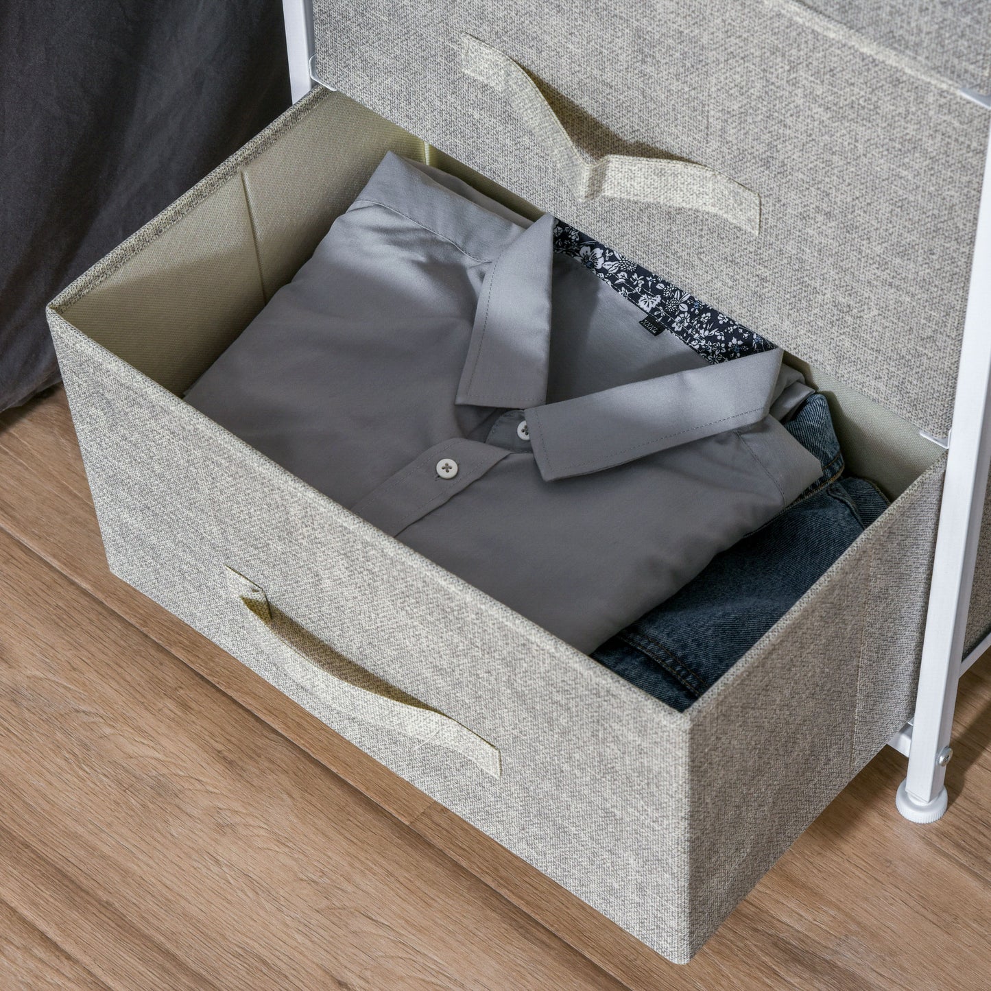 Sula White Metal and Natural Oak 3 Tier Linen Drawer Storage Unit
