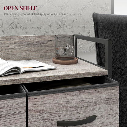 Doyo Elso Fabric And Wood Grey Wood Effect 4 Drawer Rustic Storage Chest