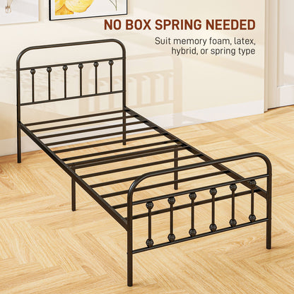 Noelma 3FT Minimalist Black Metal Single Metal Bed Frame