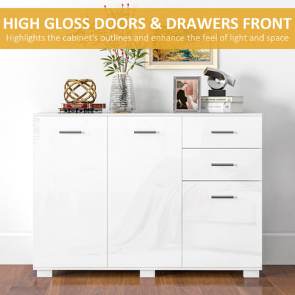 Bami High Gloss White Sideboard 2 Drawers 3 Doors