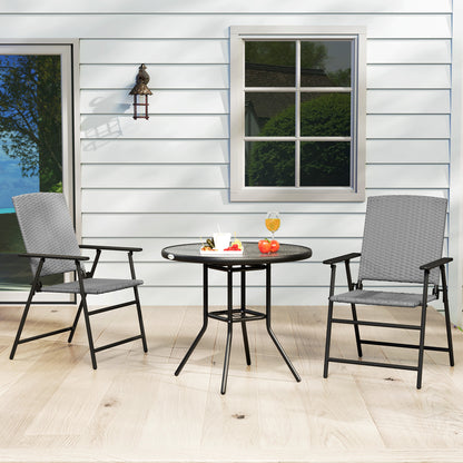 Yoriha Rattan Grey Folding Garden Chairs Set Of 2