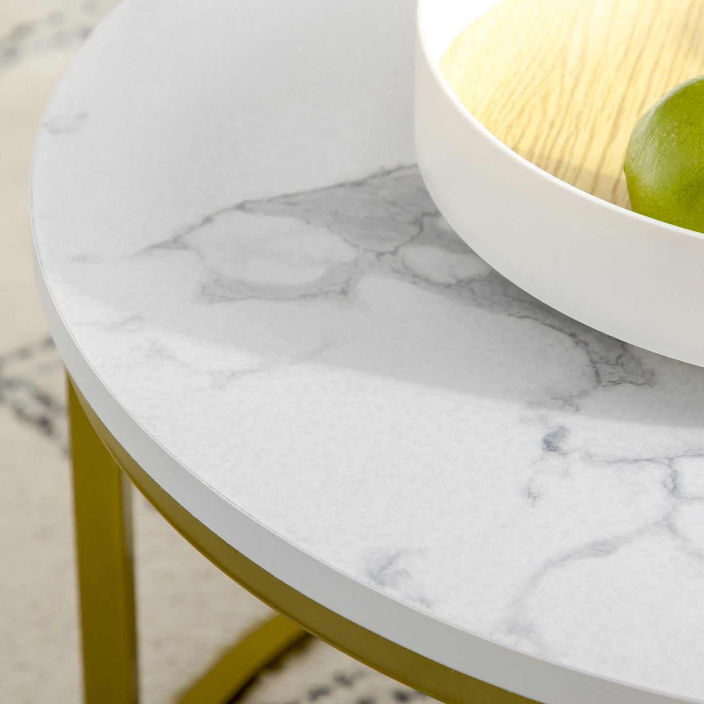 Dividi Metal And Wood White Set Of 2 Round Nesting Side Tables