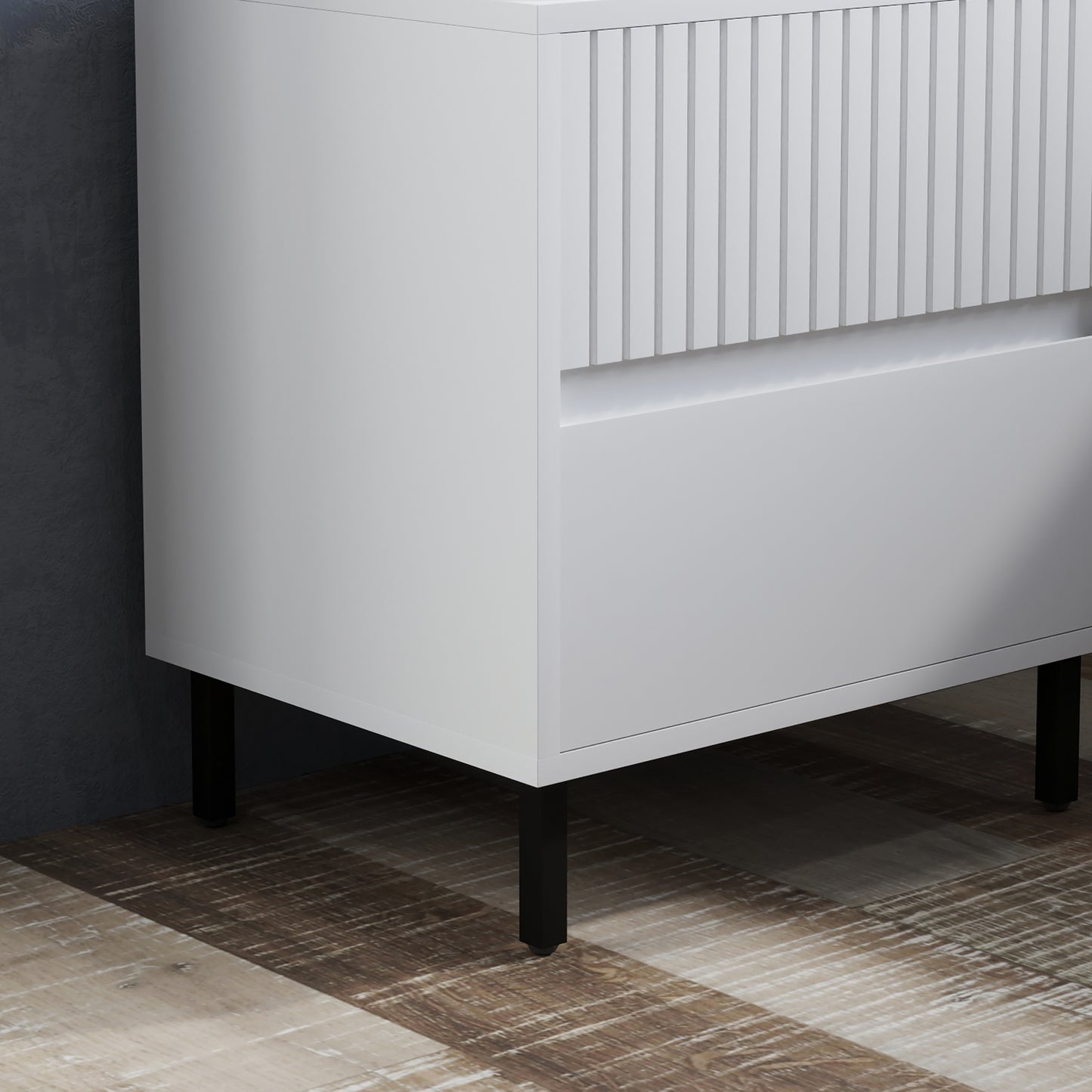 Cove White 2 Drawer Bedside Table 2 Drawers Line Detail