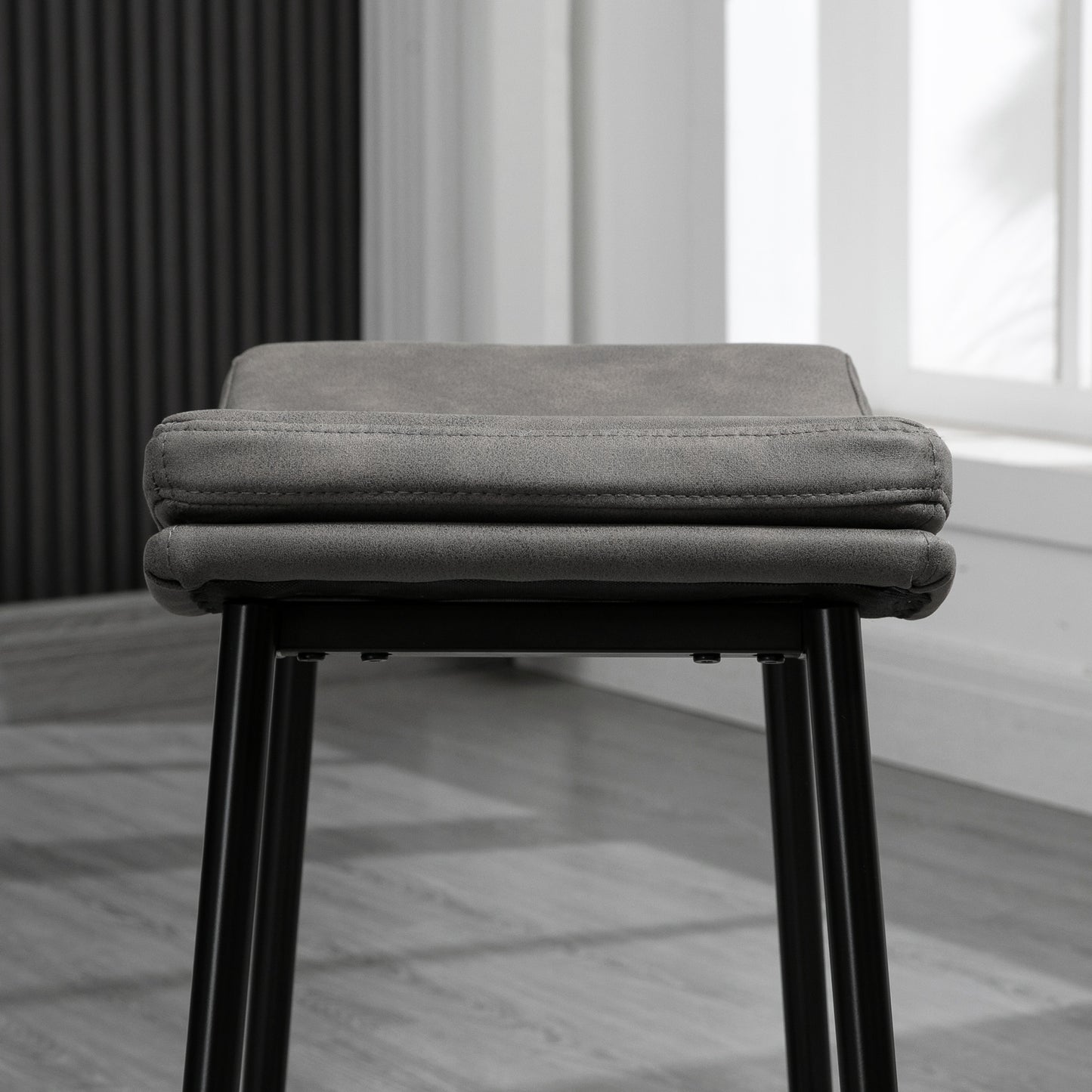 Ralura Microfiber Grey Industrial Breakfast Bar Stools Set Of 2 With Curved Seat