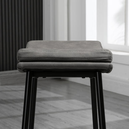 Ralura Microfiber Grey Industrial Breakfast Bar Stools Set Of 2 With Curved Seat