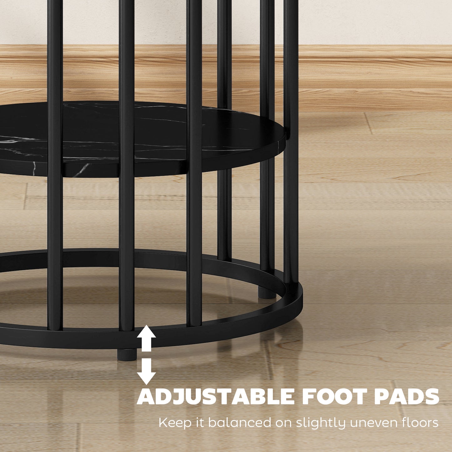 Dilisu Set Of 2 Wooden Black Marble Effect Coffee Tables