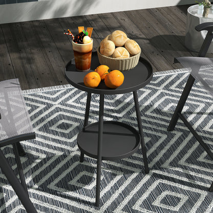 Tocore Metal Black 2 Tier Outdoor Garden Double Try Bistro Table