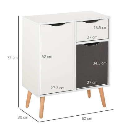 Suyopa Grey Wood Sideboard 1 Drawer 2 Doors Storage And Solid Wood Legs