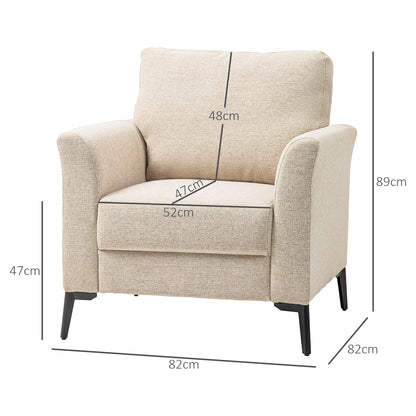 Rapara Linen Look Beige Accent Armchair Black Legs