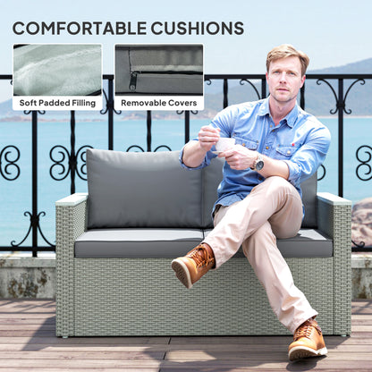 Zisupa Rattan Grey 4 Seater Outdoor Garden Sofa Set With Coffee Table