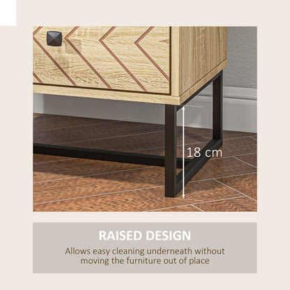 Sare Set of 2 Wooden Natural Bedside Tables Zig Zag 2 Drawers