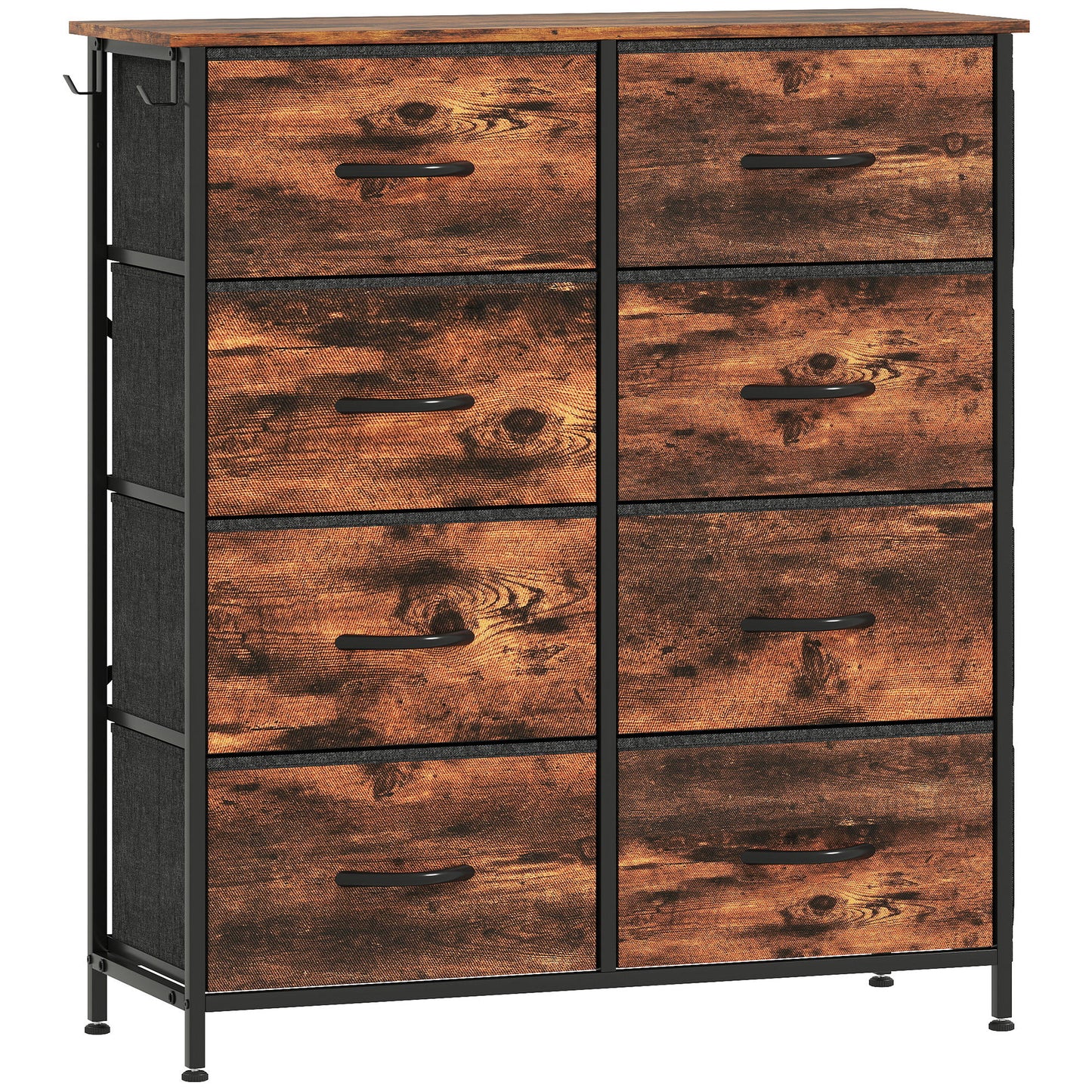 Nive Fabric And Metal Rustic Brown 8 Drawer Storage Chest