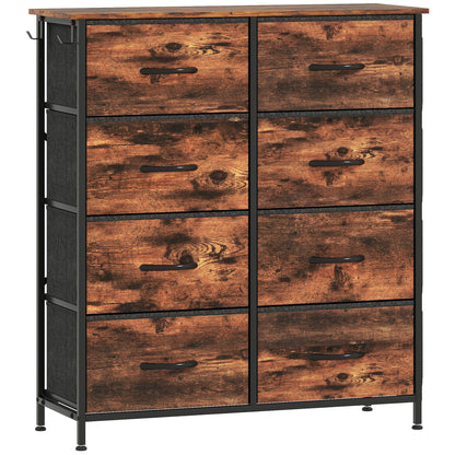 Nive Fabric And Metal Rustic Brown 8 Drawer Storage Chest