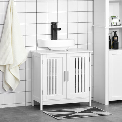 Novaso White Under Sink Vanity Unit With Double Doors And Adjustable Shelving Modern Design