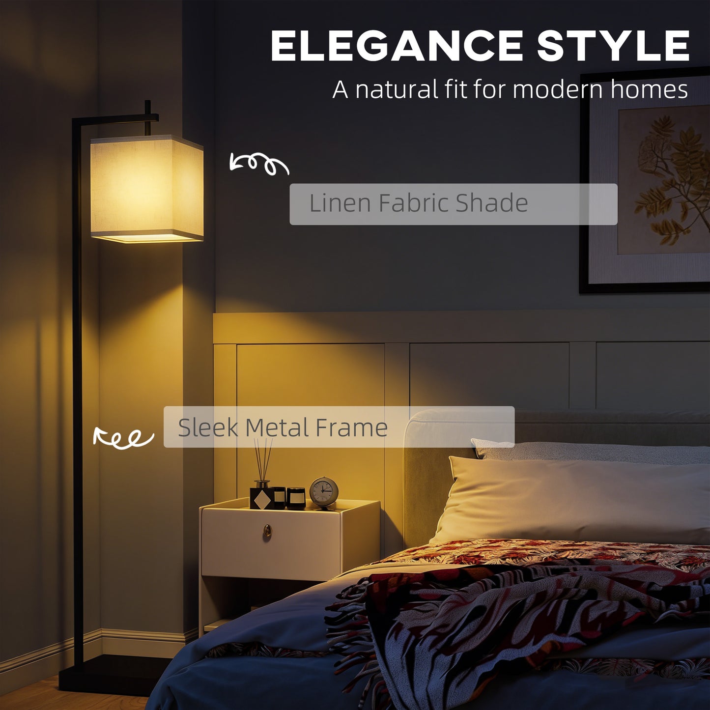 Mito Metal Black Tall LED Floor Lamp With Adjustable Colour TemFauxrature Remote And Foot Switch