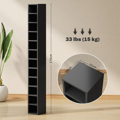 Nisapa Wood Black Tall Narrow Media Storage Tower With 204 Disc Capacity