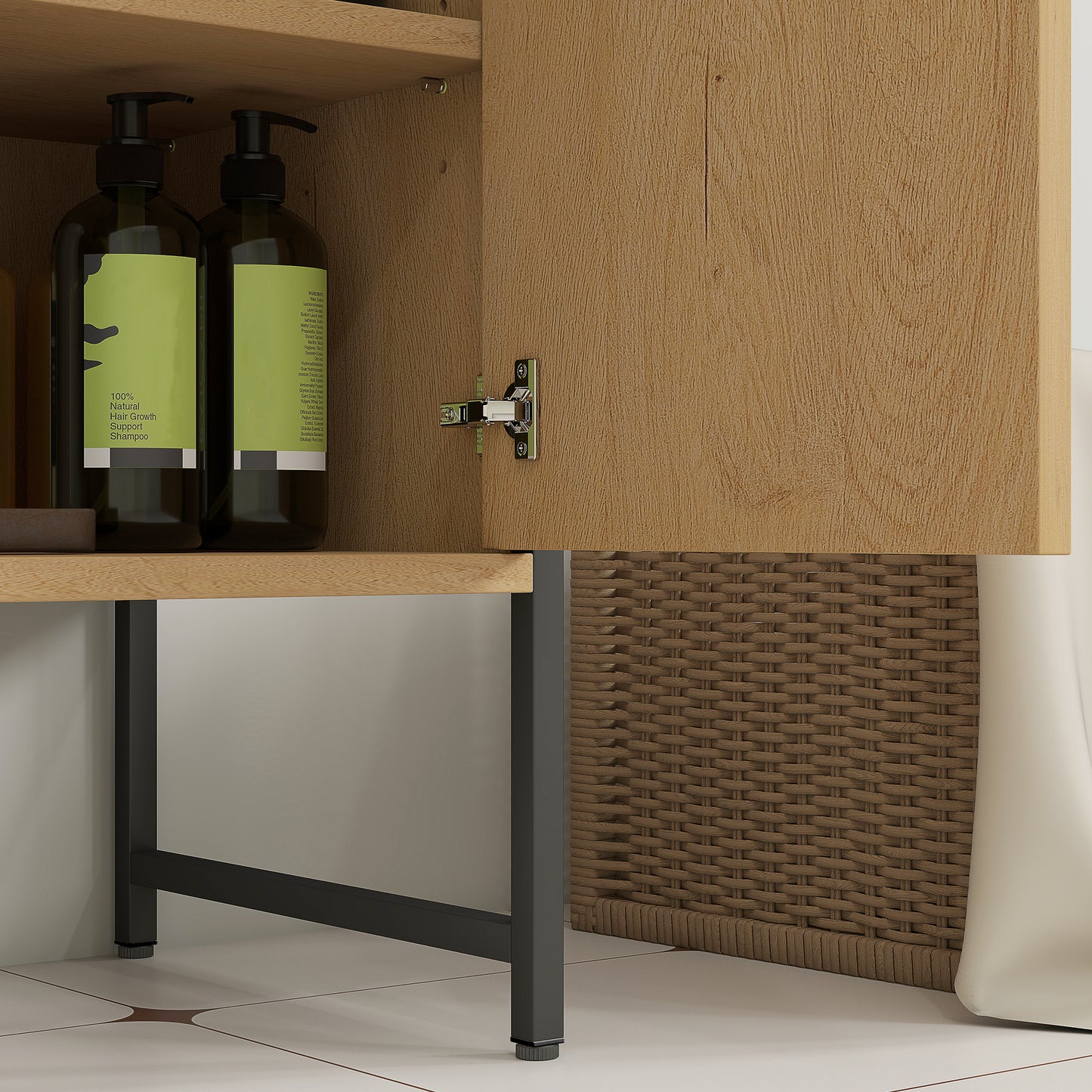 Nilota Under Sink Bathroom Vanity Cabinet With Soft Close Doors And Adjustable Shelving Natural Finish