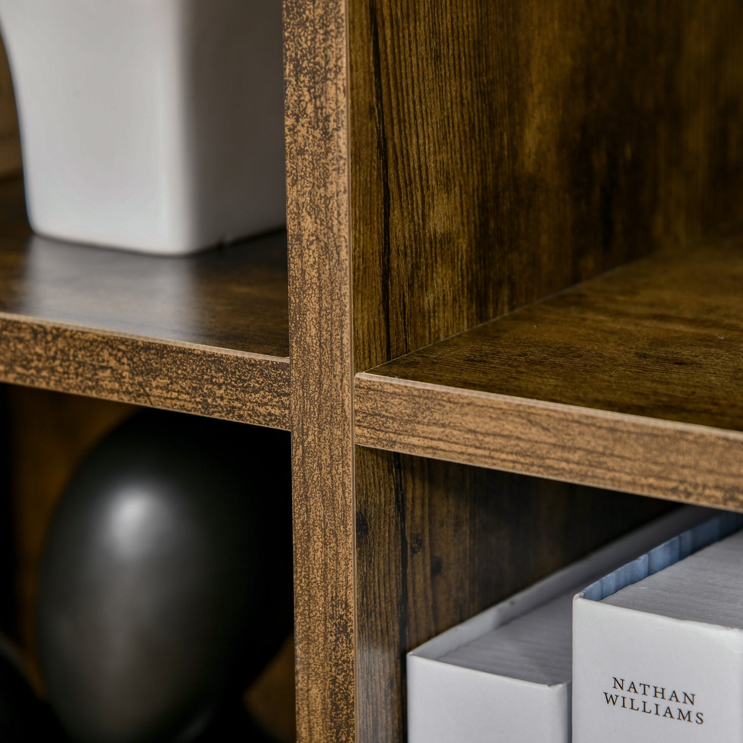 Ridiyo Wood Rustic Brown 6 Cube Storage Bookcase