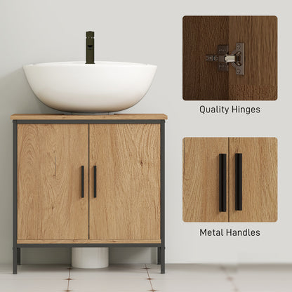 Mosu Under Sink Bathroom Vanity Cabinet With Double Doors And Adjustable Shelving Oak Finish