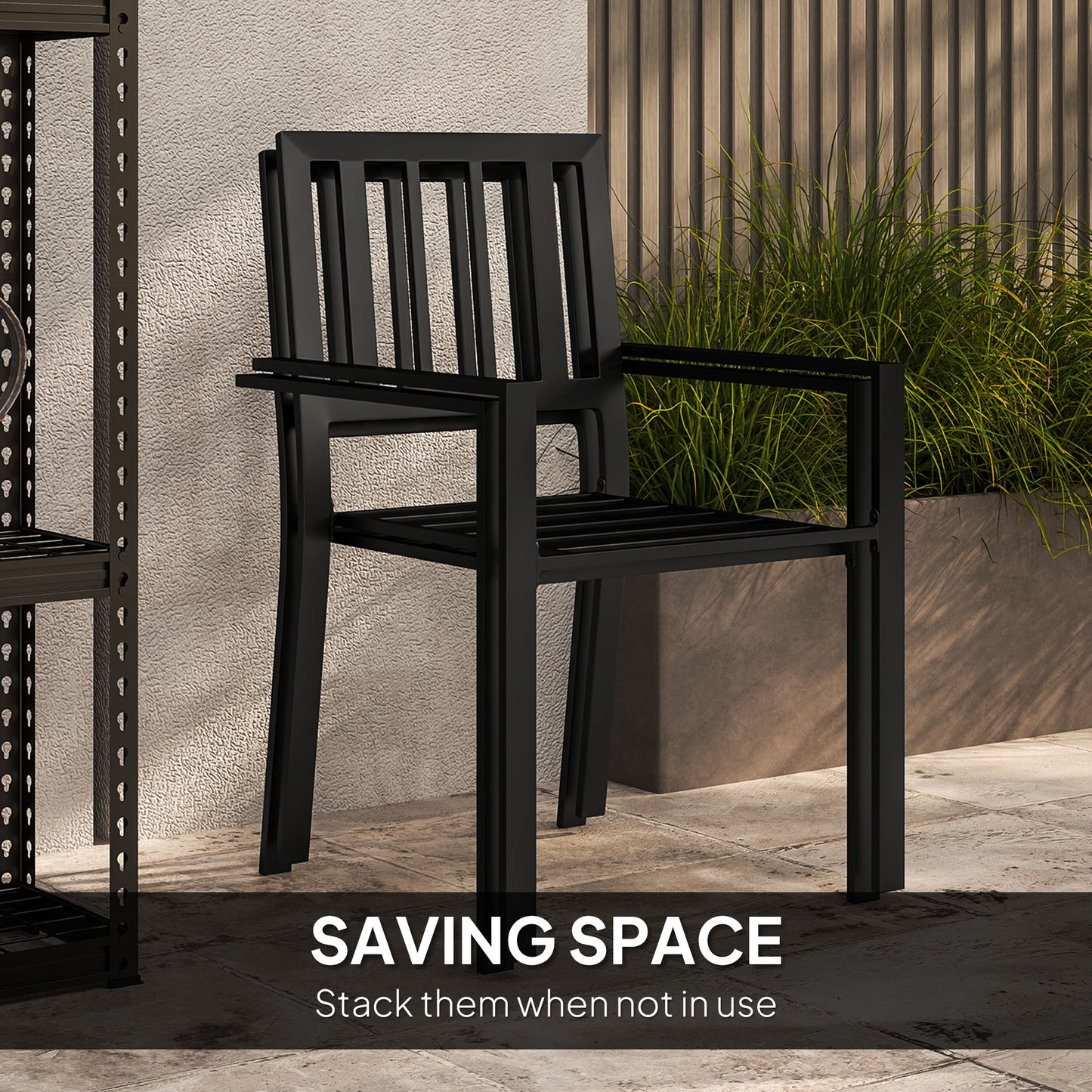 Nalane 3 Piece Patio Bistro Set with Stackable Chairs and Round Table