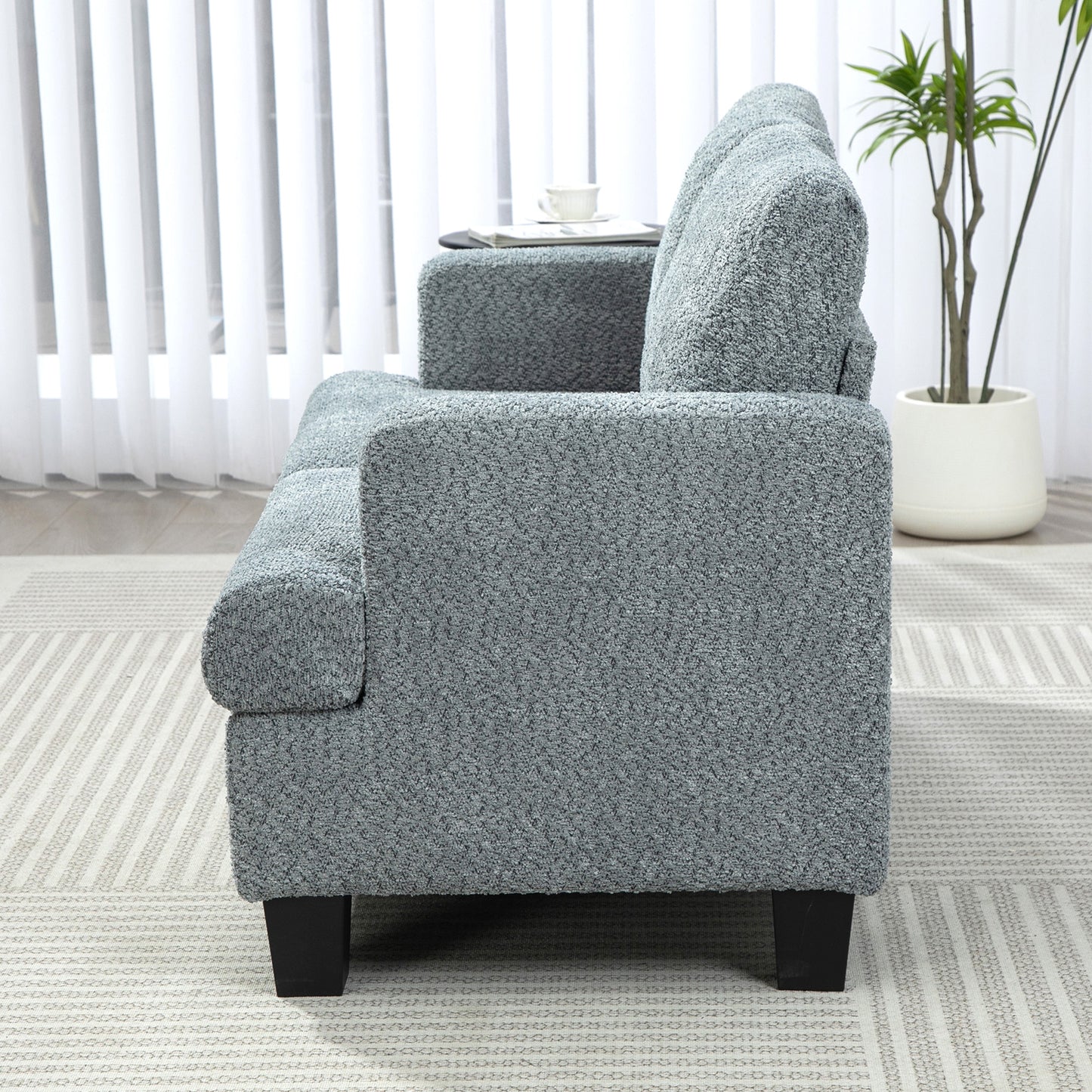 Mofa Chenille Light Grey 2 Seater Sofa Soft Texture